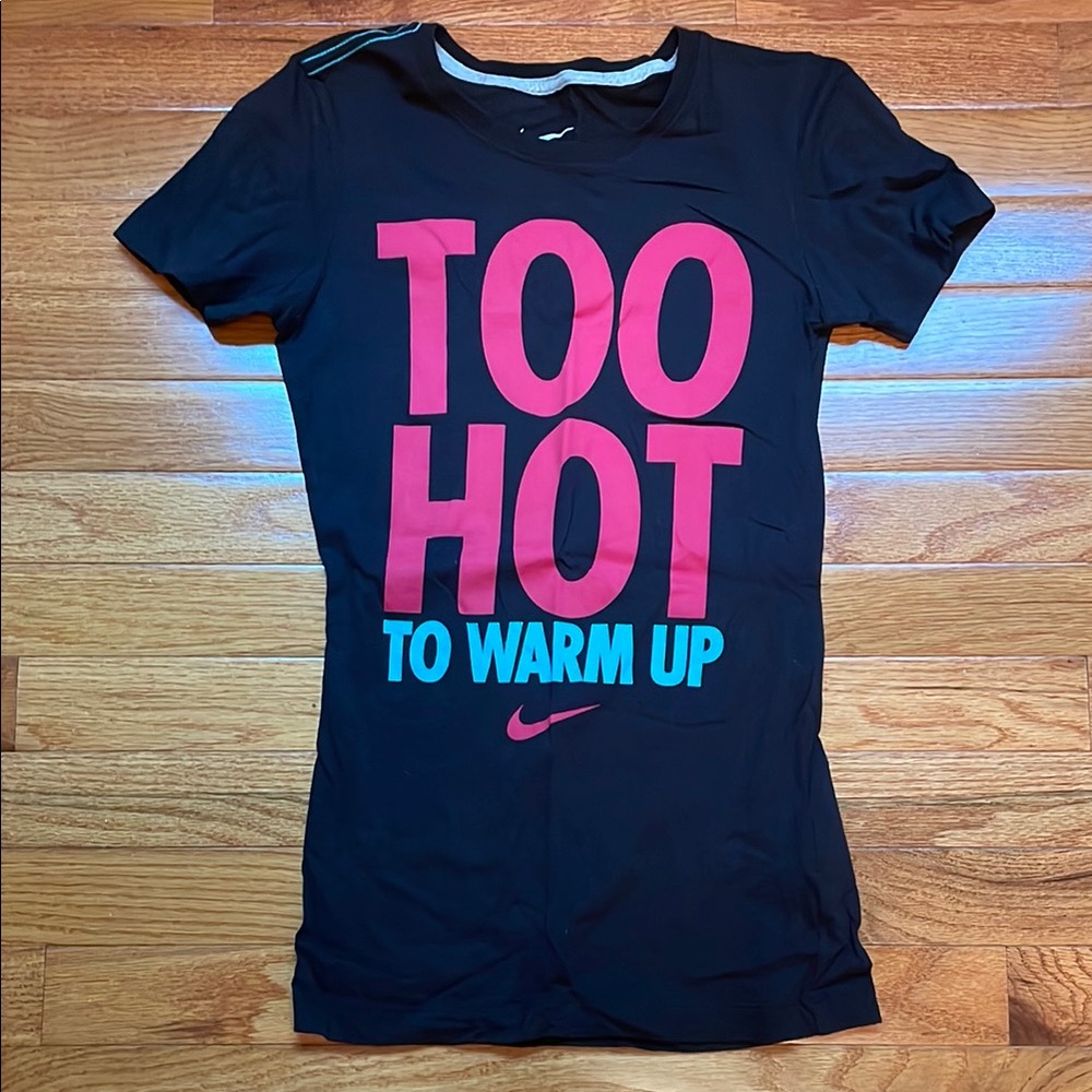 Nike Black and Blue Fitted Short Sleeve Tee